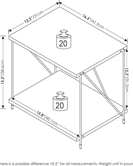 Furinno Besi Industrial Multipurpose Side Table with Metal Frame, Walnut Cove - LeafyLoom