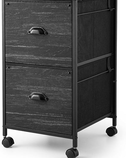 TOPSKY Mobile File Cabinet, Fabric Vertical File Cabinet for Letter Size (Black, 2 Drawer) - LeafyLoom