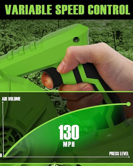 Alloyman Leaf Blower, 20V Cordless Leaf Blower, with 2 X 4.0Ah Battery & Charger, 2-in-1 Electric Leaf Blower & Vacuum for Yard Cleaning/Snow Blowing. Green - LeafyLoom