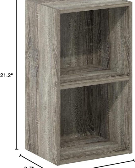 Furinno Luder Bookcase / Book / Storage, 2-Tier Cube, French Oak - LeafyLoom