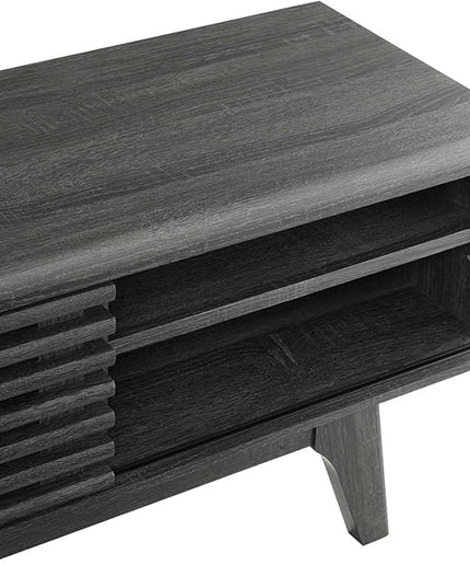 Modway Render Mid-Century Modern Low Profile 70 Inch Media Console TV Stand in Charcoal, 70" - LeafyLoom