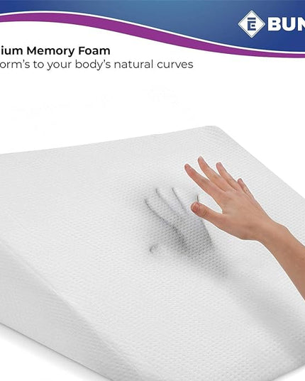 Bed Wedge Pillow With Memory Foam Top 7.5in - Ideal For Comfortable, Restful Sleeping - Wedge Pillow Neck & Back Pain Relief, Acid Reflux, Snoring, Heartburn, Allergies - Versatile & Washable Cover - LeafyLoom