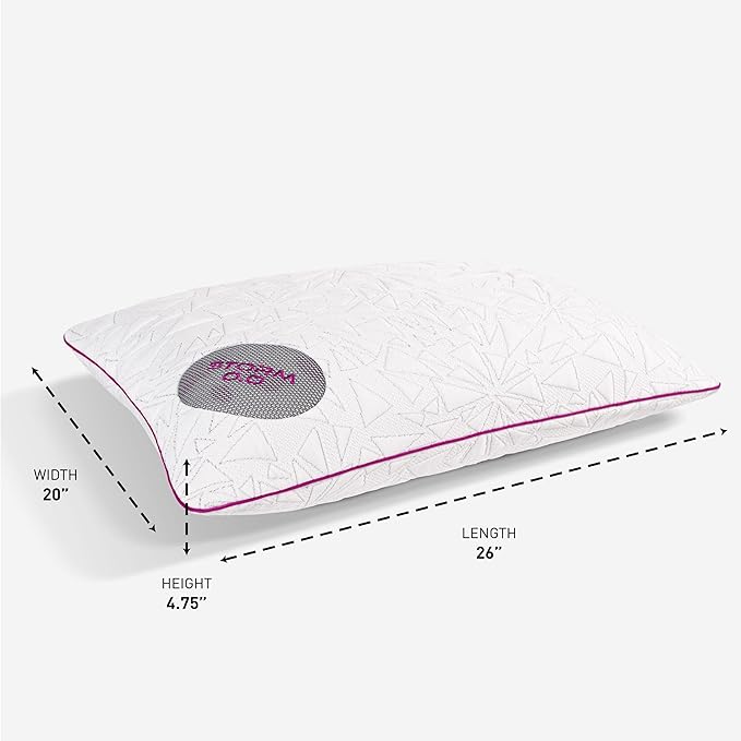 Bedgear Storm Performance Pillow - Size 0.0 - Cooling Pillow for Hot Sleepers - Medium Firmness Bed Pillow for All Sleep Positions - Hypoallergenic, Washable Removable Cover - 20" W x 26" L x 4.75" H - LeafyLoom