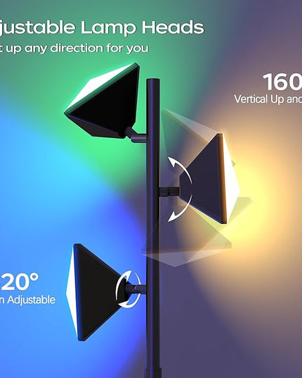 RGBCW Floor Lamp, 36W Color Changing LED Tree Floor Lamp, Stepless Dimmable Tall Standing Lamp with Remote & Touch Control, 2700K-6500K Modern Floor Lamps for Living Room, Bedroom, Gaming Room,Office - LeafyLoom