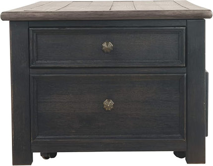 Signature Design by Ashley Tyler Creek Rustic Farmhouse Lift Top Coffee Table with Drawers, Brown & Black - LeafyLoom