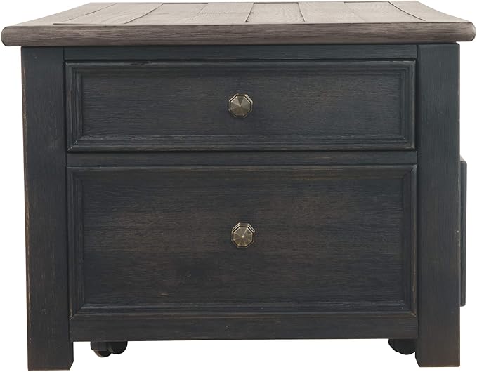 Signature Design by Ashley Tyler Creek Rustic Farmhouse Lift Top Coffee Table with Drawers, Brown & Black - LeafyLoom