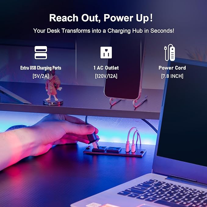 GTRACING GTP210-RGB Gaming desk, 55 inch, RGB - LeafyLoom