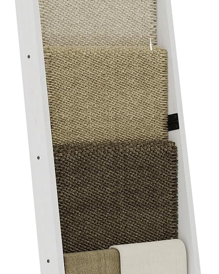 6 Tier Blanket Ladder Shelf for Living Room and Bedroom, Ladder Holder with 4 Metal Hooks, 5.2ft Blanket Quilt Holder Rack, Farmhouse Ladder Rack for Storage and Home Decor, White - LeafyLoom