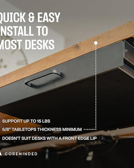 Under Desk Drawer For Desk, Standing Desk Drawer Attachment Under Desk Drawer Slide Out, Carbon Steel Office Drawers Under Desk Pull Out Undermount Drawer, Sliding Underdesk Drawer - 21.5*14*2.8 in - LeafyLoom