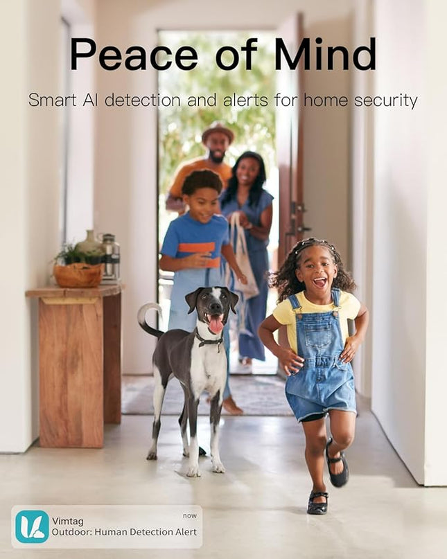 VIMTAG Indoor Camera 2.5K 4MP, Cameras for Home Security 2.4/5Ghz WiFi, Pet Camera 360° Pan/Tilt, Baby Montior with Phone App, Night Vision, Motion Alerts, Cloud/Local Storage, Support Alexa, 1 Pack Vimtag