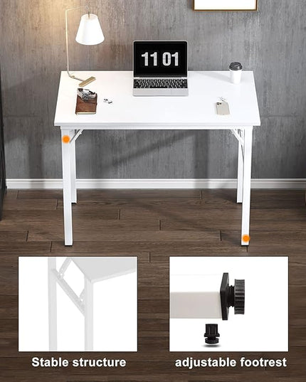 Need Small Computer Desk 31.5 inches Folding Table No Assembly Sturdy Small Writing Desk Folding Desk for Small Spaces, White - LeafyLoom