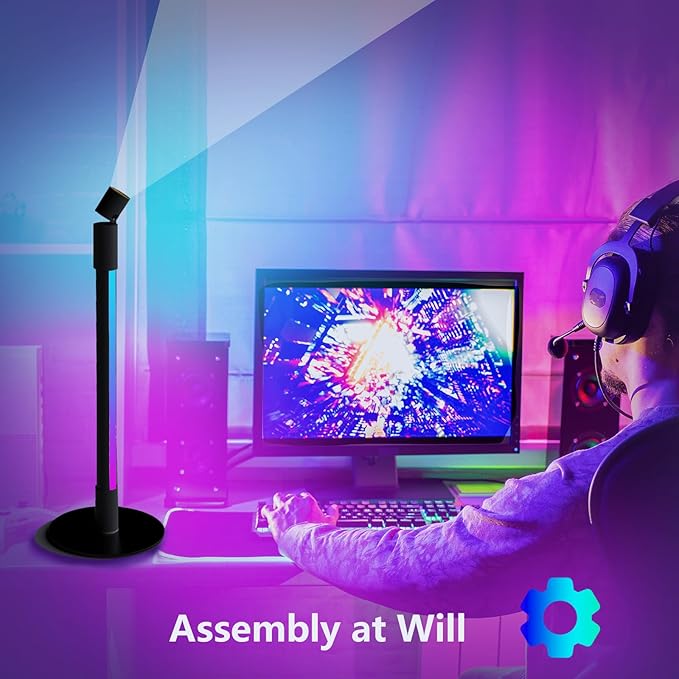 Sinvitron 360°Rotating Led Floor Lamp with Spotlight,16 Million DIY Colors,Music Sync & 213 Dynamic Mode, RGBW LED Corner Lights with App&Remote for Bedroom Living Room Gaming Room - LeafyLoom