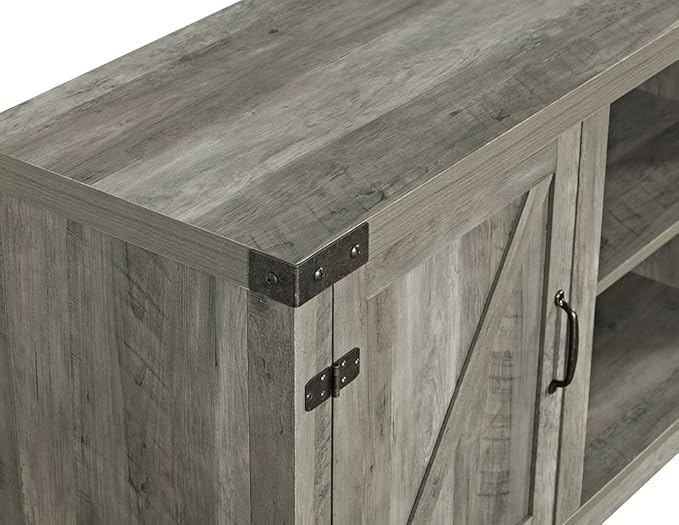Walker Edison Georgetown Modern Farmhouse Double Barn Door TV Stand for TVs up to 65 Inches, 58 Inch, Grey - LeafyLoom
