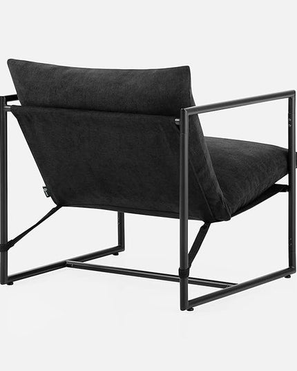 ZINUS Aidan Sling Accent Chair, Pack of 2, Metal Framed Armchair with Shredded Foam Cushioning, Black - LeafyLoom