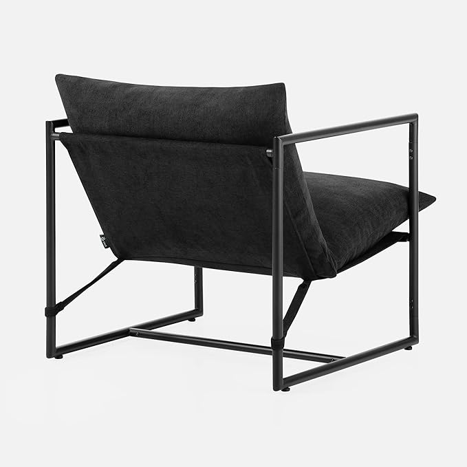 ZINUS Aidan Sling Accent Chair, Pack of 2, Metal Framed Armchair with Shredded Foam Cushioning, Black - LeafyLoom