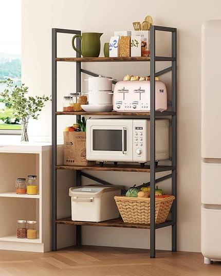 4 Tier Bookshelf 23.6" Width, Kids Bookshelf with Storage, Small Bookcase with Open Shelves, Storage Organization for Bedroom, Living Room and Home Office,Rustic Brown - LeafyLoom