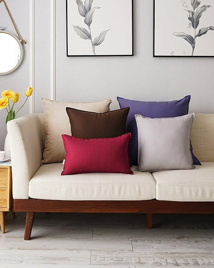 Jeanerlor Set of 2 SureGuard Pillowcase Cousion Cover Decor Natural Cotton Linen with Unique Design to Embellish Study Room/House/Office, 20"x20"(50 x 50cm), Brown - LeafyLoom