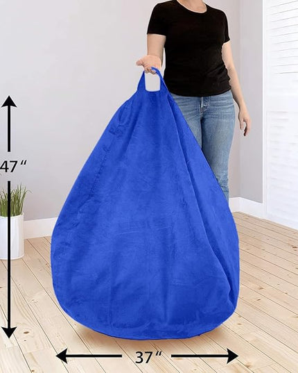Bean Bag Stuffed Animal Storage Or Cover | No Filler | Extra Large | for Adults Or Kids | Double Stitched | Durable Zipper | Premium Microsuede - LeafyLoom