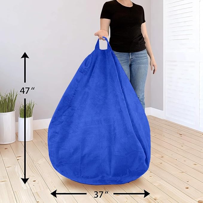Bean Bag Stuffed Animal Storage Or Cover | No Filler | Extra Large | for Adults Or Kids | Double Stitched | Durable Zipper | Premium Microsuede - LeafyLoom