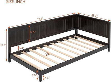Bellemave Twin Size Wood Daybed, Wood DayBed Sofa Bed Frame for Living Room Bedroom,Solid Wood Daybed Twin Size Sofa Bed Frame with Wood Slat Support,No Box Spring Needed,Espresso - LeafyLoom