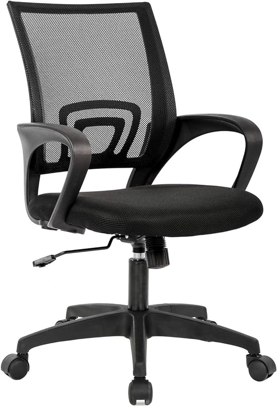 Home Office Chair Ergonomic Desk Chair Mesh Computer Chair with Lumbar Support Armrest Executive Rolling Swivel Adjustable Mid Back Task Chair for Women Adults, Black - LeafyLoom