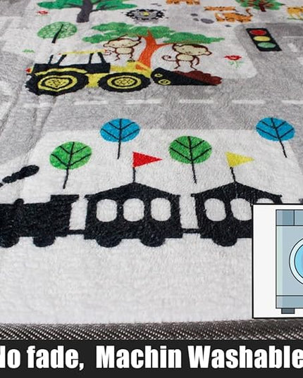 Kids Rug Play Mat, City Life Great for Playing with Cars for Bedroom Playroom,Soft Carpet (2.6'x5') - LeafyLoom