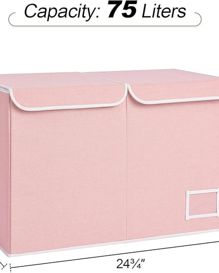 StorageWorks Toy Storage Organizer with Flip-Top Lids, Toy Bins for Living Room, Nursery Room, Playroom, Large Toy Box for Kids, Pink, 24 ¾"L x 13" W x 16" H - LeafyLoom