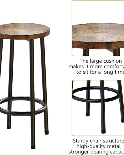 DKLGG Kitchen Island with Storage, 3 Piece Dining Table Set with 2 Tier Storage Shelves, Bar Table with Barstool, Sturdy Island Table with Chairs for Restaurant, Living Room - LeafyLoom