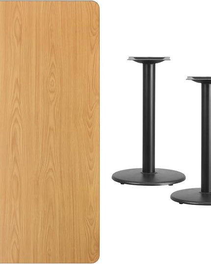 Flash Furniture 30'' x 60'' Rectangular Mahogany Laminate Table Top with 18'' Round Table Height Bases - LeafyLoom