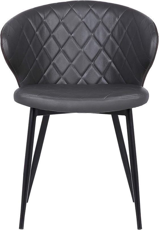 Armen Living Ava Contemporary Faux Leather Dining Room Kitchen Accent Chair, 30.5 Inch Height, Grey, Black - LeafyLoom