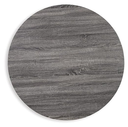 Signature Design by Ashley Centiar Mid Century Round Dining Room Table with Metal Legs, Gray & Black - LeafyLoom