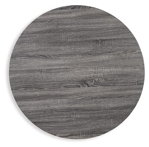 Signature Design by Ashley Centiar Mid Century Round Dining Room Table with Metal Legs, Gray & Black - LeafyLoom