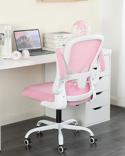 Office Chair Computer Chair with Flip Up Armrests Breathable Mesh Chair Lumbar Support Comfort Swivel Home Office Ergonomic Desk Chair Gaming Chair for Adults and Teens - LeafyLoom