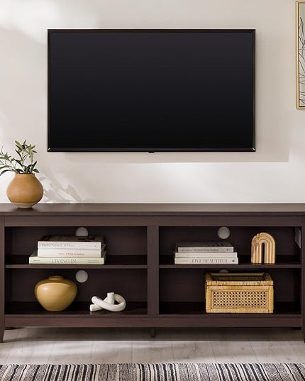 Walker Edison Wren Classic TV Console Entertainment Media Stand with Storage for Televisions up to 65 Inches, 58 Inch, Espresso - LeafyLoom