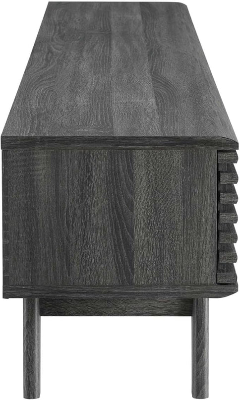 Modway Render Mid-Century Modern Low Profile 70 Inch TV Stand in Charcoal, 70" - LeafyLoom