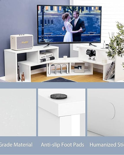 Modern Multimedia Furniture DIY Open Bookcase Shelf for Storage and Display, Suitable for Living Room Bedroom 3 Pieces Console TV Stand, White - LeafyLoom