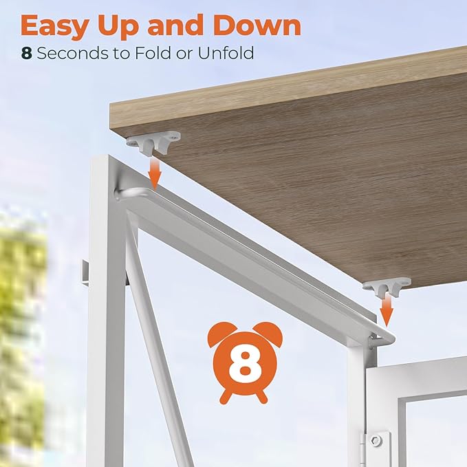 Folding Desk, Small Foldable Desk 39.4 Inch for Small Space, Computer Table Home Office Writing Desk with Storage Bag Headphone Hook, Easy Assembly, OAK - LeafyLoom