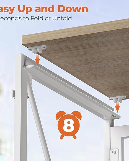 Folding Desk, Small Foldable Desk 31.5 Inch for Small Space, Computer Table Home Office Writing Desk with Storage Bag Headphone Hook, Easy Assembly, OAK - LeafyLoom