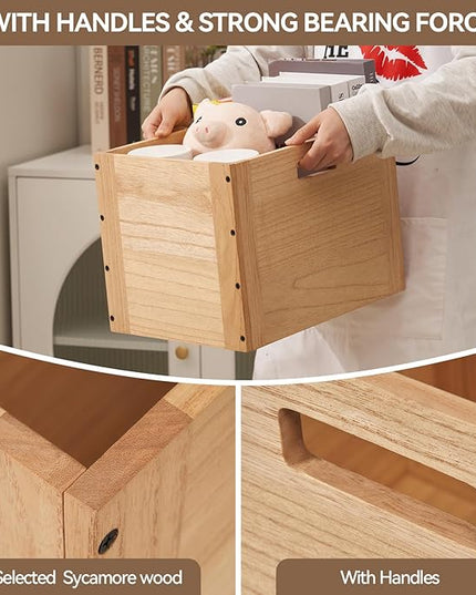 KIRIGEN Stackable Wood Storage Cube /Basket/ Bins Organizer for Home Books Clothes Toy Modular Open Cubby Storage System - Office Cubical Bookcase Closet Shelves C26-NA - LeafyLoom