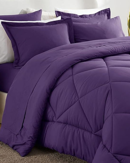 CozyLux Full Comforter Set with Sheets 7 Pieces Bed in a Bag Purple All Season Bedding Sets with Comforter, Pillow Shams, Flat Sheet, Fitted Sheet and Pillowcases - LeafyLoom