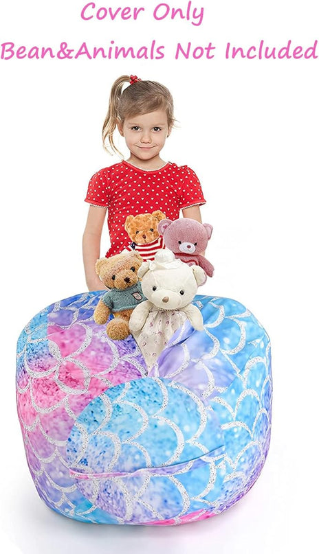 KABOER Bean Bag Cover for Kids,200L Stuffed Animal Storage Bean Bag Chair Cover |Stuffable Zipper Beanbag for Organizing Children Soft Plush Toys (32x29inch) - LeafyLoom
