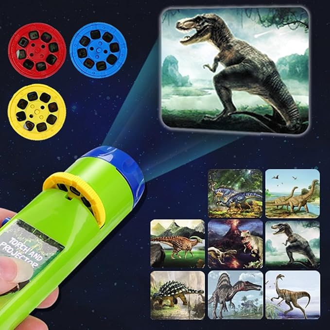 Georgie Porgy Children Projector Toys Educational Science Set Wall Ceiling Tent Torch Flashlight for Kids Gifts for Boys Girls (Dinosaur) - LeafyLoom