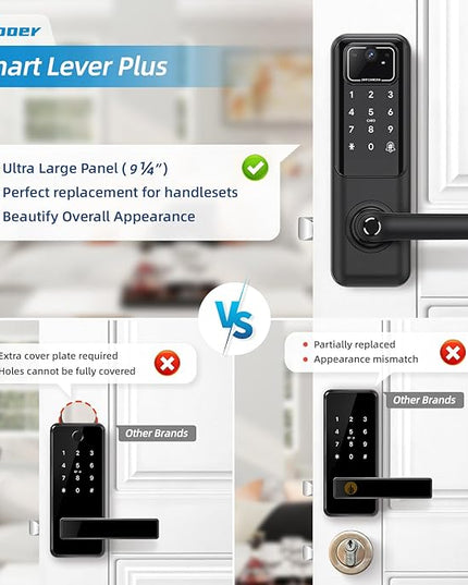 WiFi Video Smart Door Lock: Fingerprint Door Lock with Camera- Keyless Entry Door Lock with Handle - Electronic Digital Door Lock with Keypad - WiFi Smart Lock for Front Door, Black, H3 Pro Nyboer