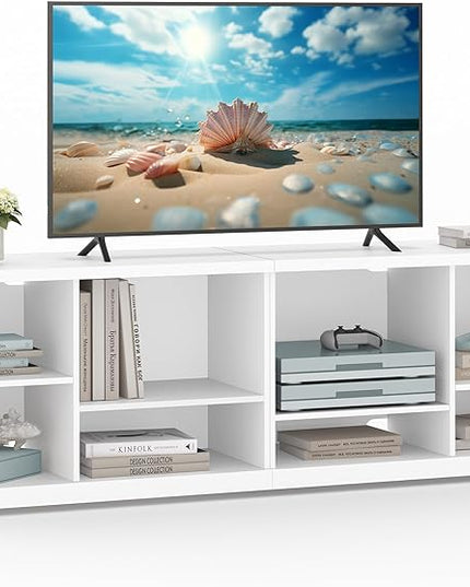 VASAGLE TV Stand for TVs up to 75 Inches, Entertainment Center with Storage Shelves, TV Console Table, Easy to Assemble, TV Cabinet for Living Room, Bedroom, Cloud White ULTV112W01 - LeafyLoom