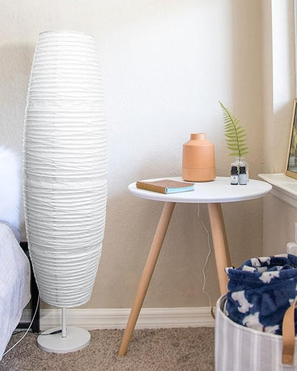 Uonlytech Paper Floor Lamp Shade Replacement, Foldable Standing Lampshade Japanese Style Paper Floor Light Cover Accessories for Bedroom Floor Light, White - LeafyLoom