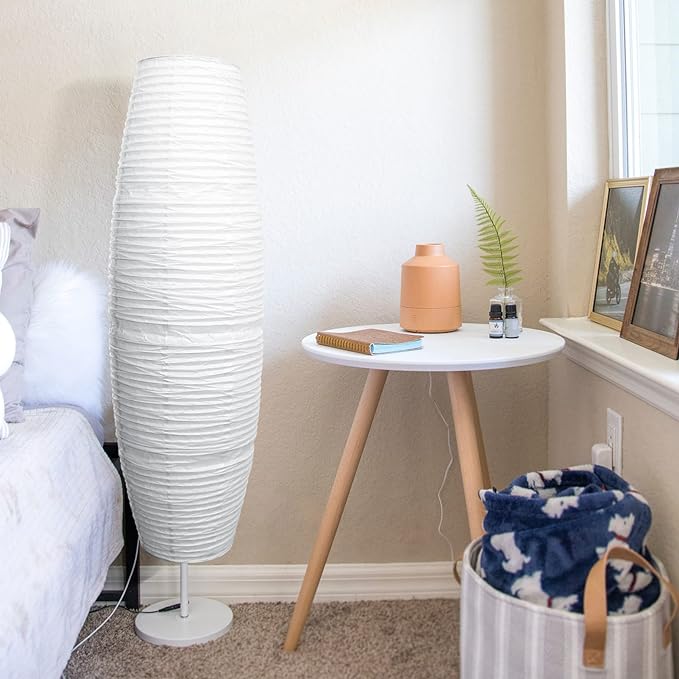 Uonlytech Paper Floor Lamp Shade Replacement, Foldable Standing Lampshade Japanese Style Paper Floor Light Cover Accessories for Bedroom Floor Light, White - LeafyLoom