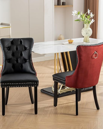 NicBex Haerin-SD-00108-LWJ Dining Chairs, 25.5"x19.7"x37.5", Black and Burgundy - LeafyLoom