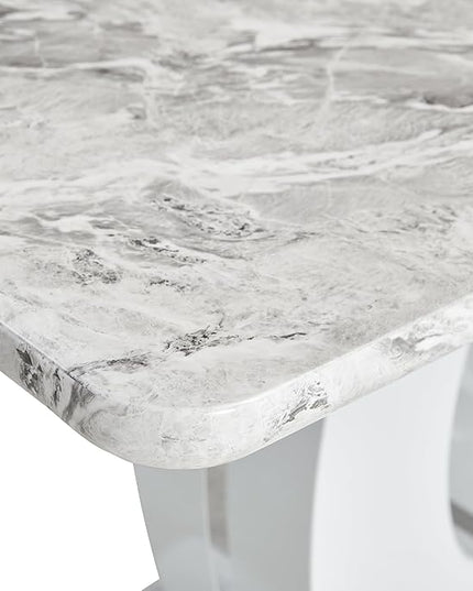 NicBex 63Inch Rectangular Dining Table,Modern Kitchen Table with Marble Patterned Tabletop for 6 to 8,Writing Table Desk,Large Dining Room Table for Kitchen,Meeting Room and Living Room,Grey - LeafyLoom