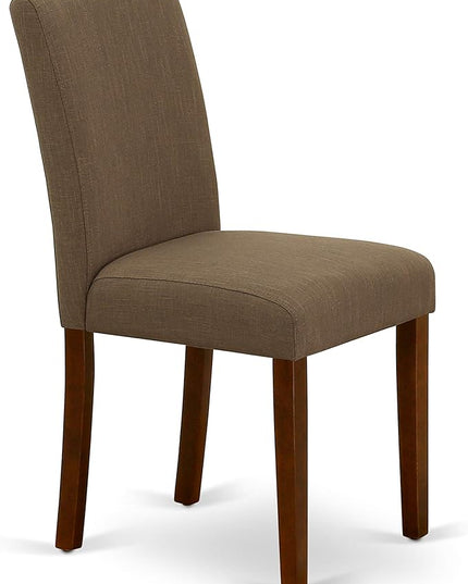 East West Furniture 1NDAB3-MAH-18 3 Piece Kitchen Set Contains a Rectangle Room Table with Dropleaf and 2 Coffee Linen Fabric Parson Dining Chairs, 30x48 Inch - LeafyLoom