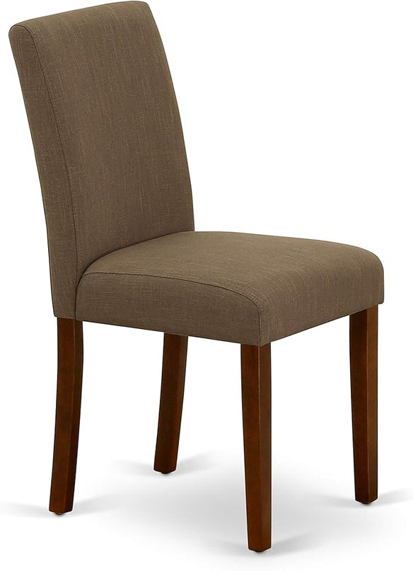 East West Furniture 1NDAB3-MAH-18 3 Piece Kitchen Set Contains a Rectangle Room Table with Dropleaf and 2 Coffee Linen Fabric Parson Dining Chairs, 30x48 Inch - LeafyLoom